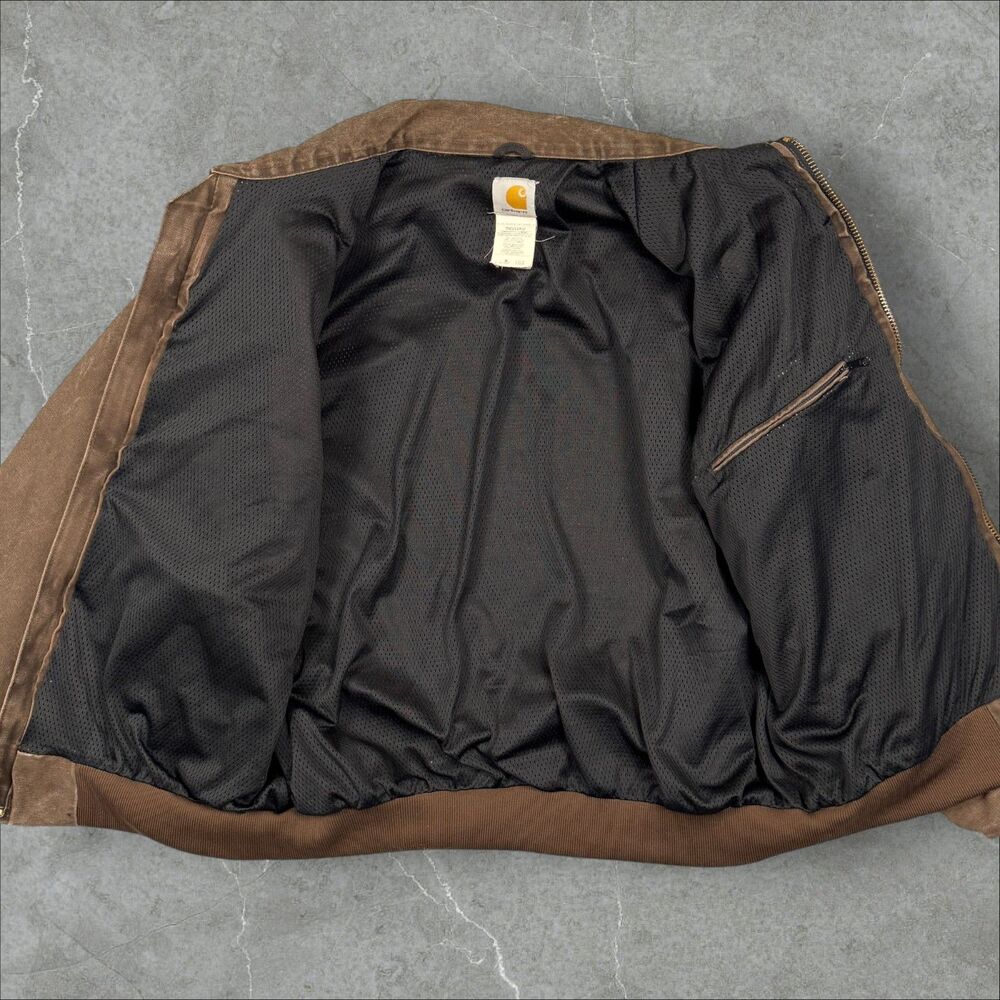 Vintage Y2K Carhartt J102 CHT Chestnut Brown Mesh Lined Sandstone Duck Bomber XL - Picture 3 of 7